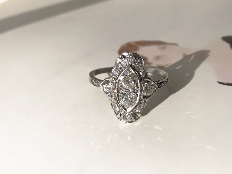 Art Deco Heart Engagement Ring