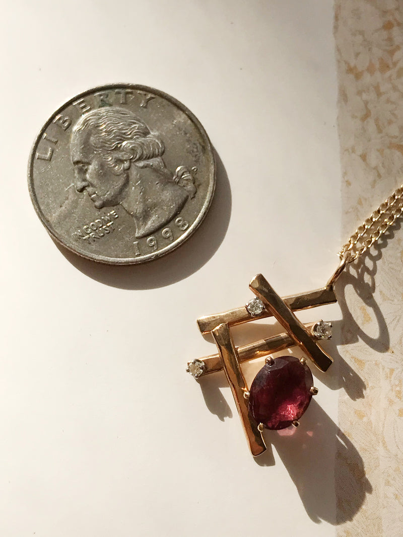 Modernist Tourmaline and Diamond Necklace