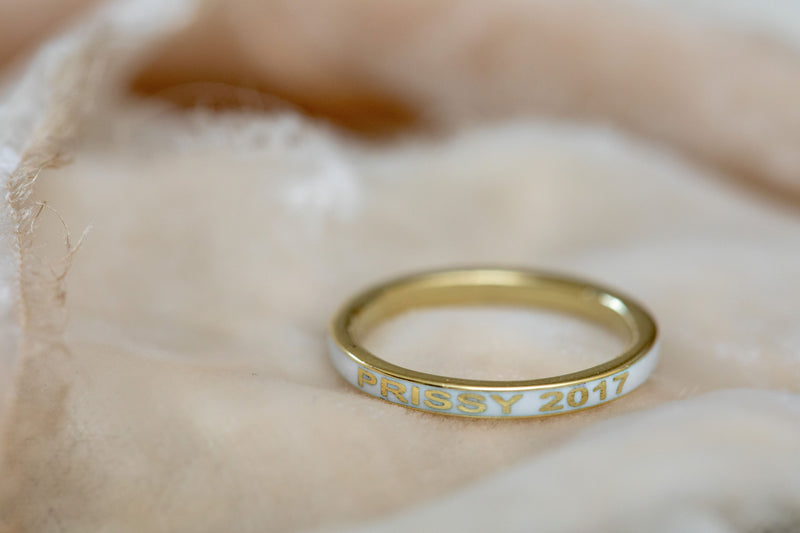 gold enamel pet memorial ring | dog memorial ring | modern mourning ring near Philadelphia, PA