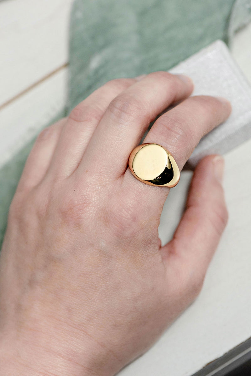 Classic Signet with Custom Hand Engraving in Gold