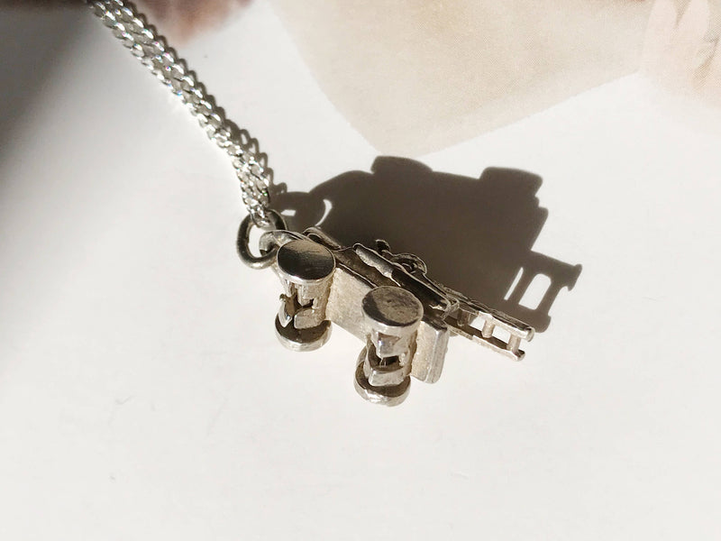 Vintage firetruck charm necklace | 1950's silver firetruck charm | retro moveable charm | gift for firefighter | gift for EMT