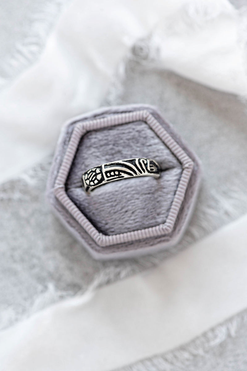 Memento Mori Ring with Skull and Flowers
