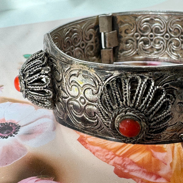 Vintage Bohemian Simulated Coral Bangle