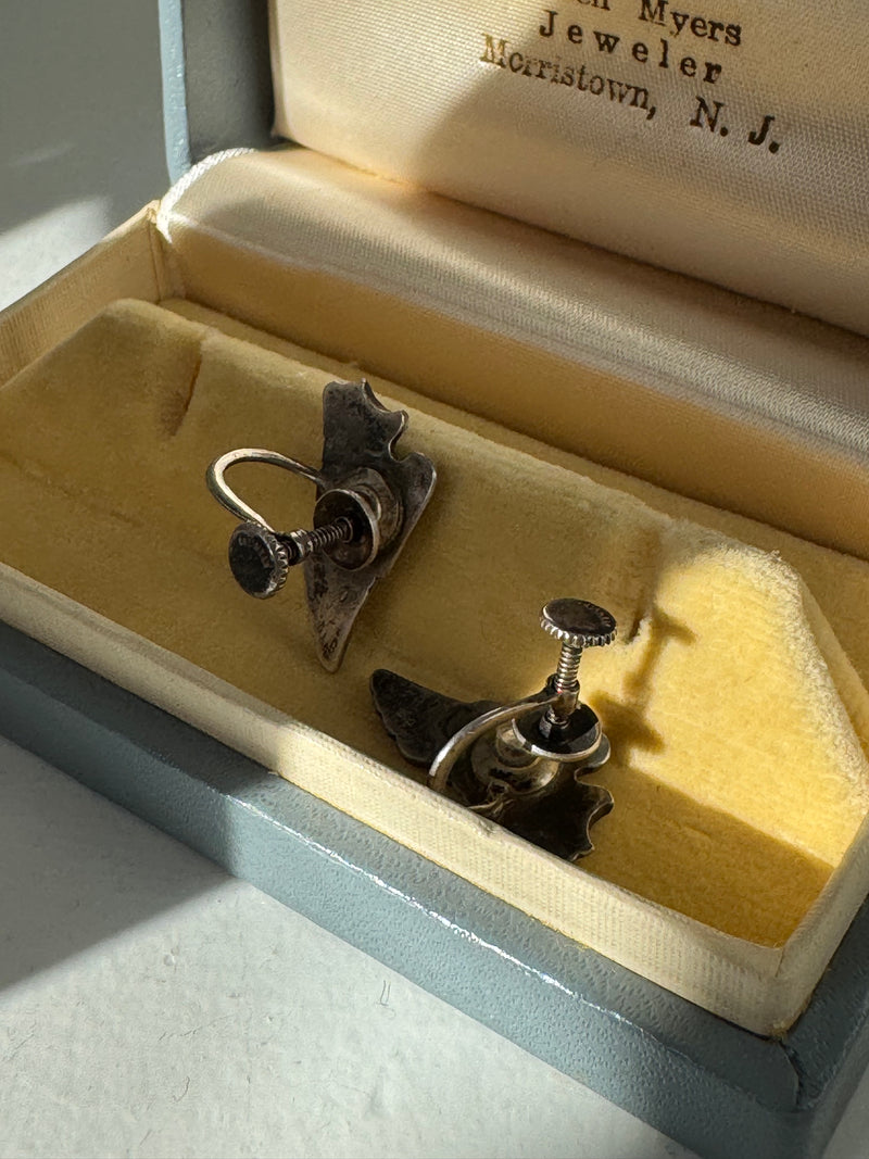 Vintage Sterling Silver Screwback Wing Earrings