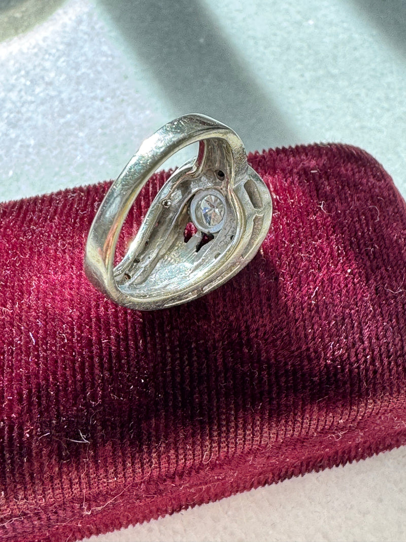 Mid Century White Gold 1 ct Diamond Cocktail Ring
