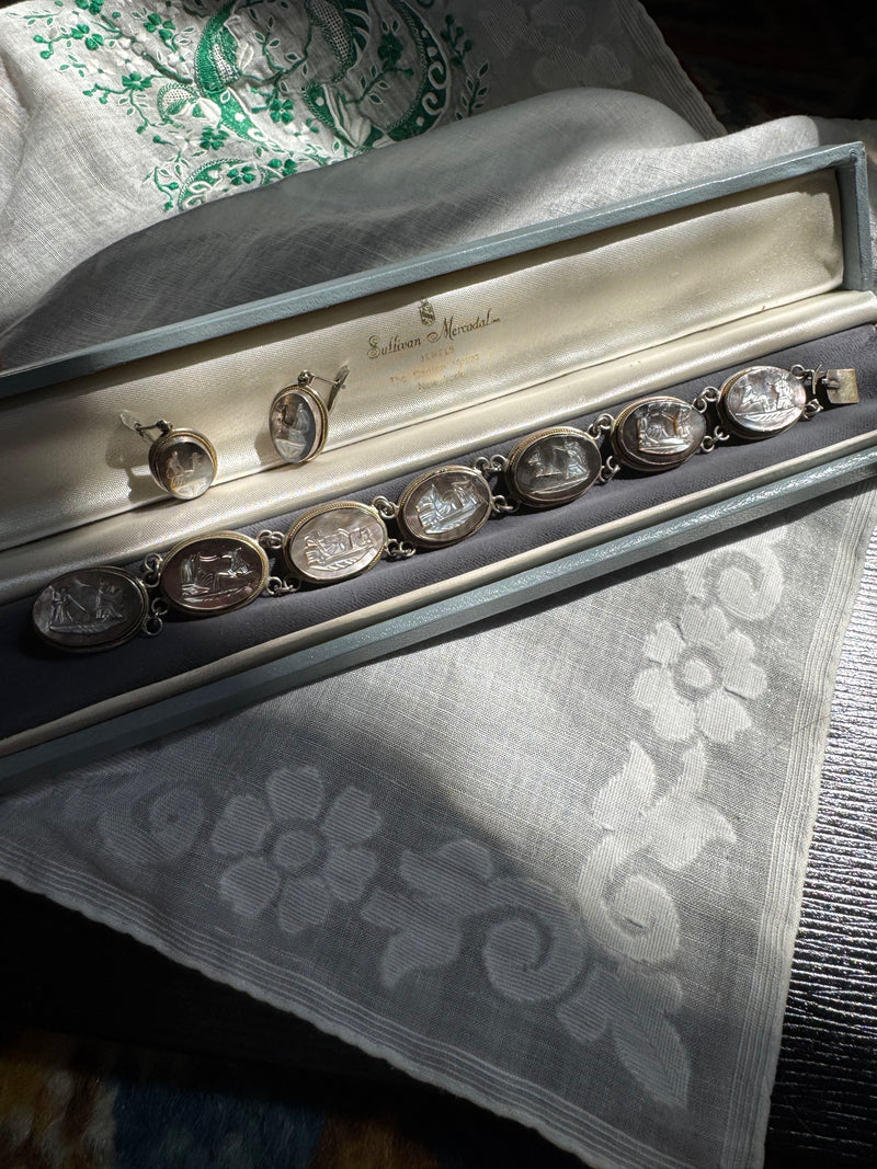 Antique Greek Mythology Cameo Jewelry Set