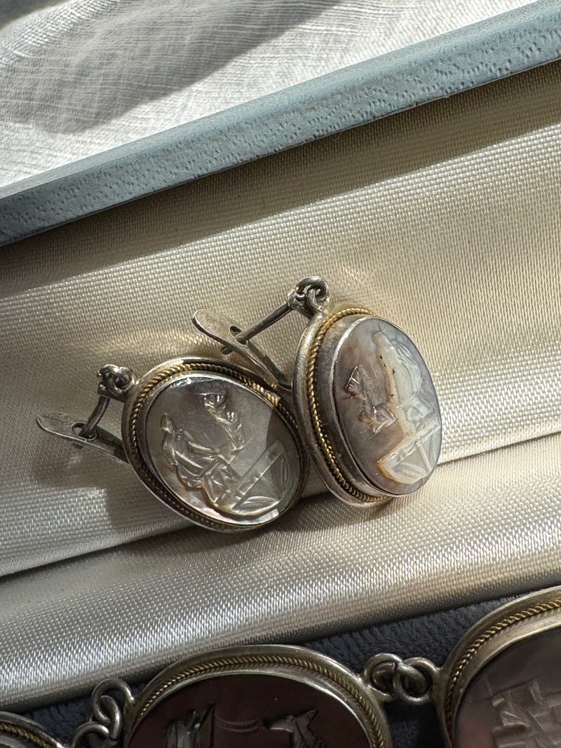 Antique Greek Mythology Cameo Jewelry Set