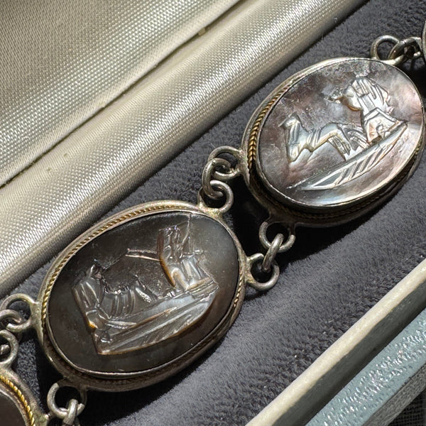 Antique cameo bracelet and earring set