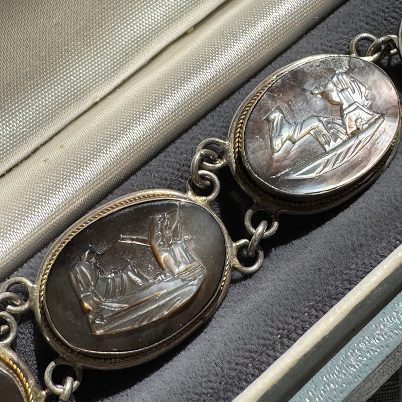 Antique cameo bracelet and earring set