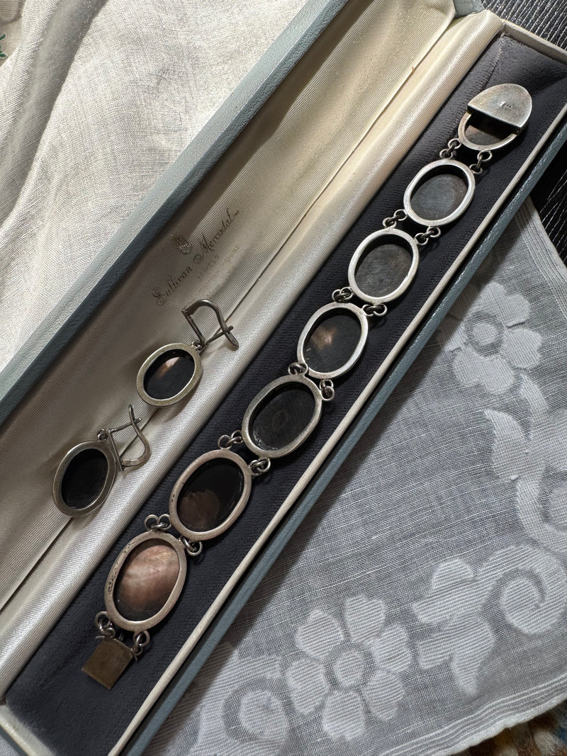 Antique Greek Mythology Cameo Jewelry Set