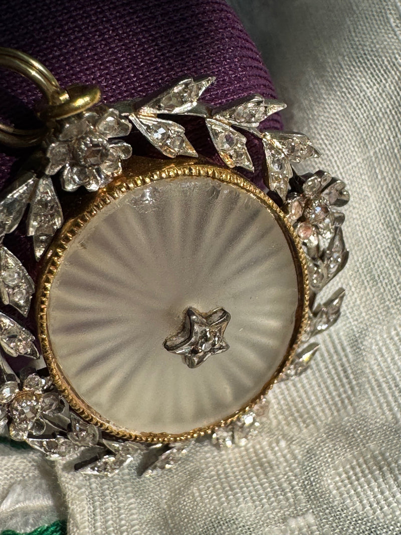 Antique Rock Crystal and Rose Cut Diamond Pendant