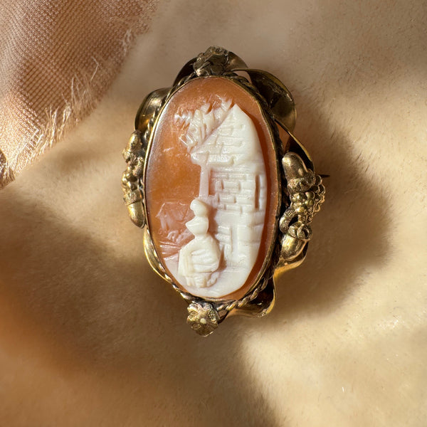 Antique Victorian Shell Cameo Brooch