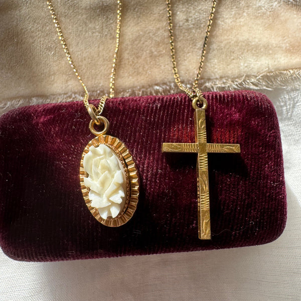 Vintage Gold Filled Necklaces - Cross and Flower