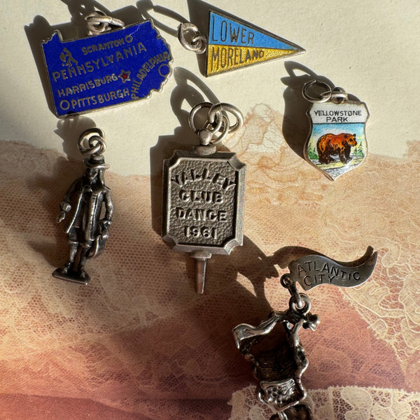 State Themed Vintage Charms - Pennsylvania, Philadelphia, Yellowstone, Atlantic City
