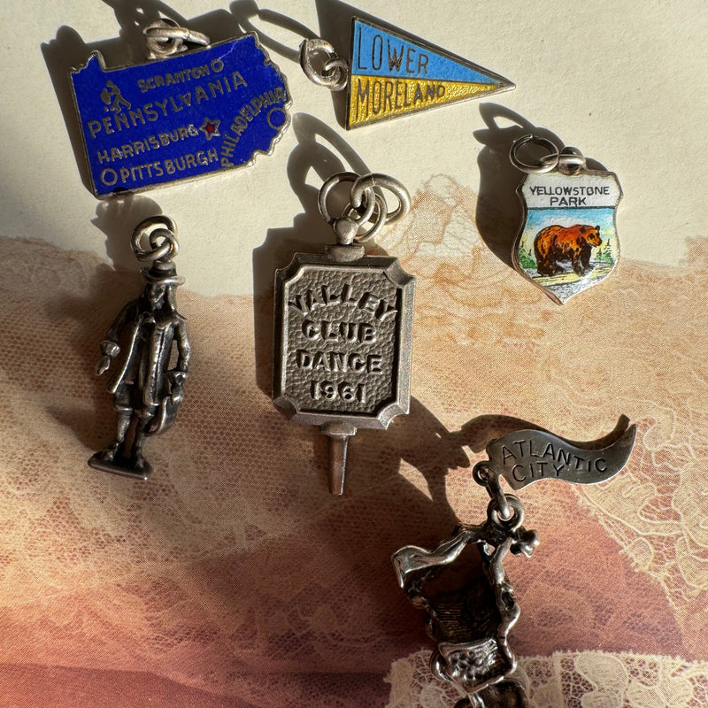 State Themed Vintage Charms - Pennsylvania, Philadelphia, Yellowstone, Atlantic City