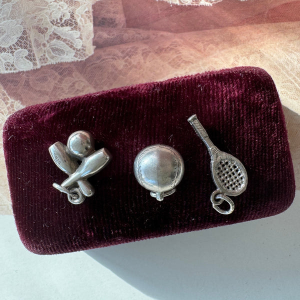 Sport Themed Vintage Charms - Tennis, Baseball, Bowling