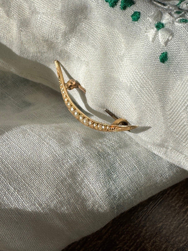 Antique Edwardian Crescent Moon Pin