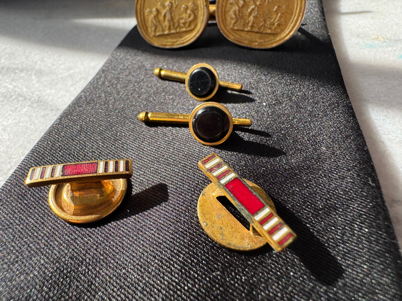 Vintage Cufflinks - Zodiac, Intaglio, Enamel, Lapis Lazuli