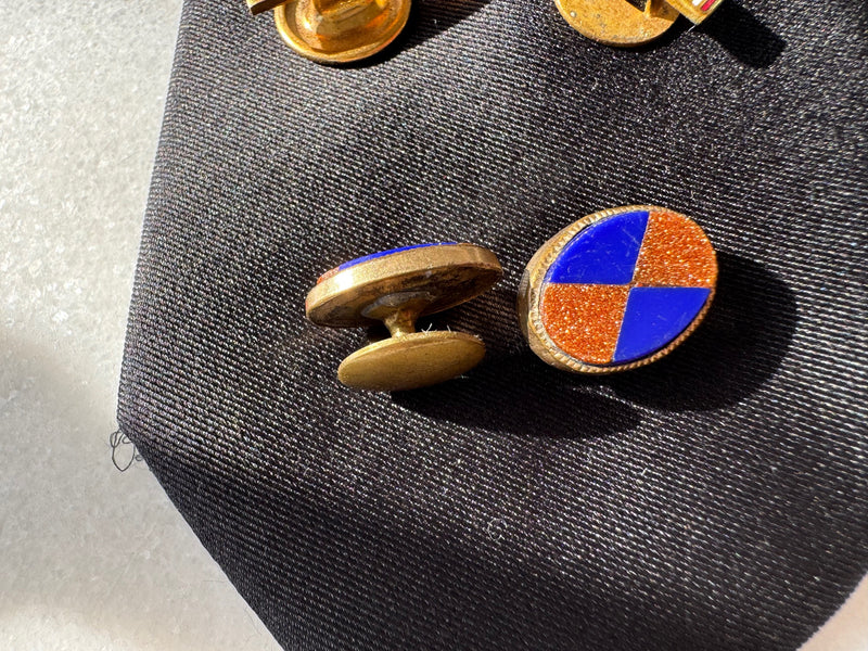 Vintage Cufflinks - Zodiac, Intaglio, Enamel, Lapis Lazuli