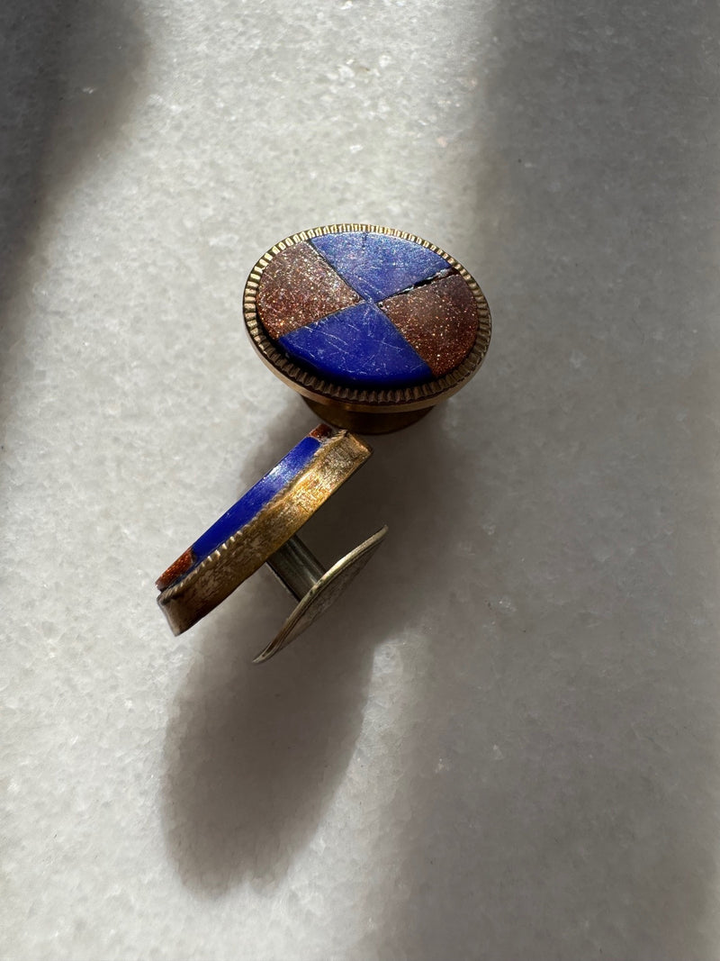 Vintage Cufflinks - Zodiac, Intaglio, Enamel, Lapis Lazuli