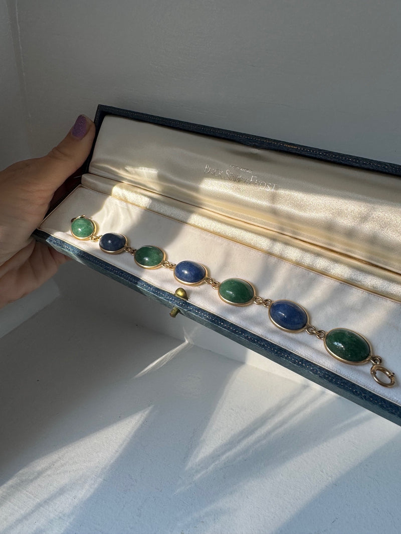 Vintage 1960's Blue and Green Panel Bracelet