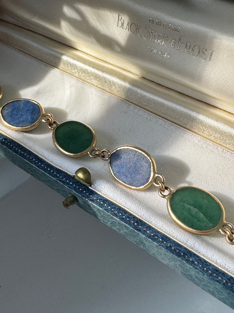 Vintage 1960's Blue and Green Panel Bracelet