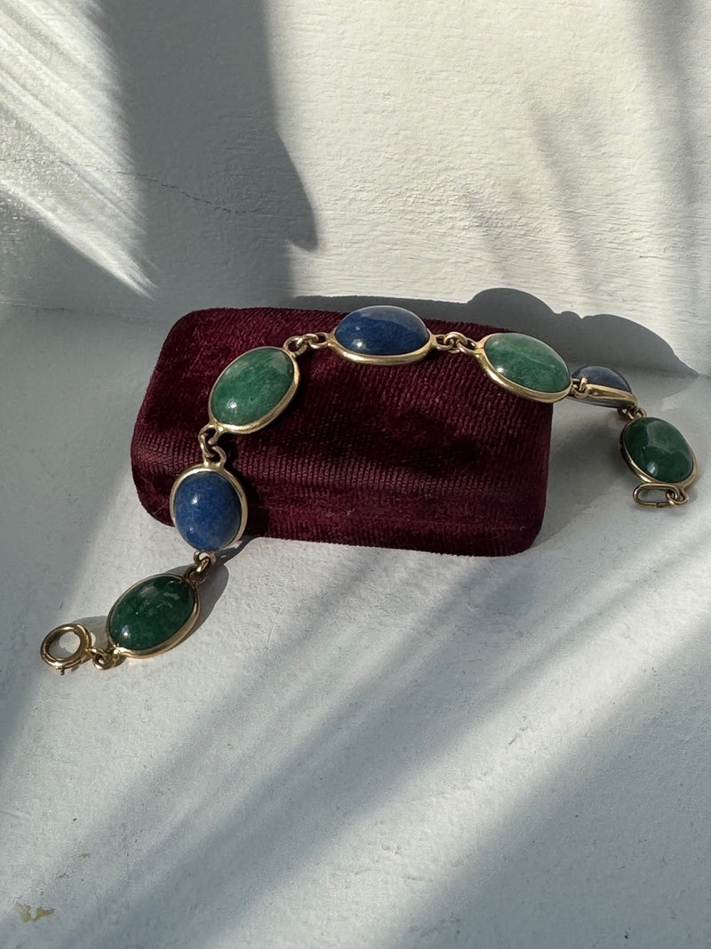 Vintage 1960's Blue and Green Panel Bracelet