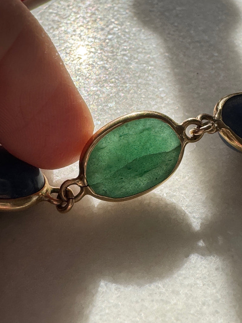 Vintage 1960's Blue and Green Panel Bracelet