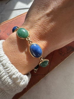 Vintage 1960's Blue and Green Panel Bracelet