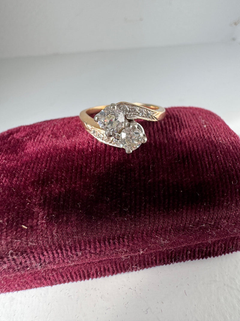 Vintage Toi et Moi Ring with Old Cut Diamonds