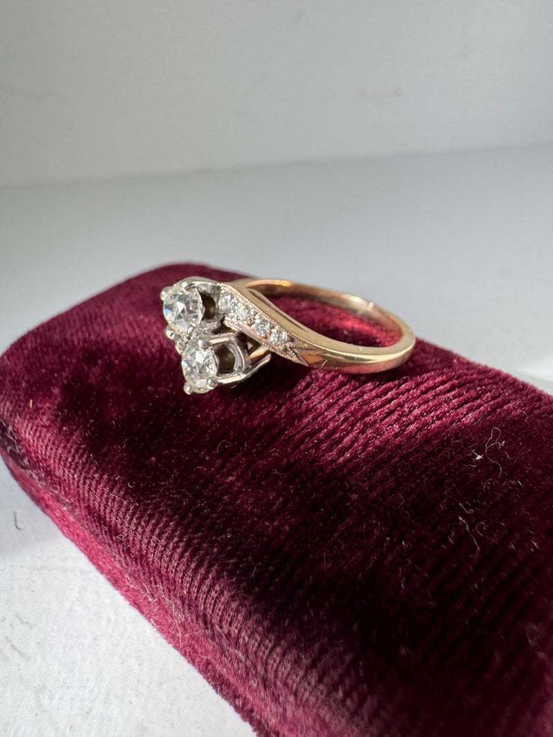 Vintage Toi et Moi Ring with Old Cut Diamonds