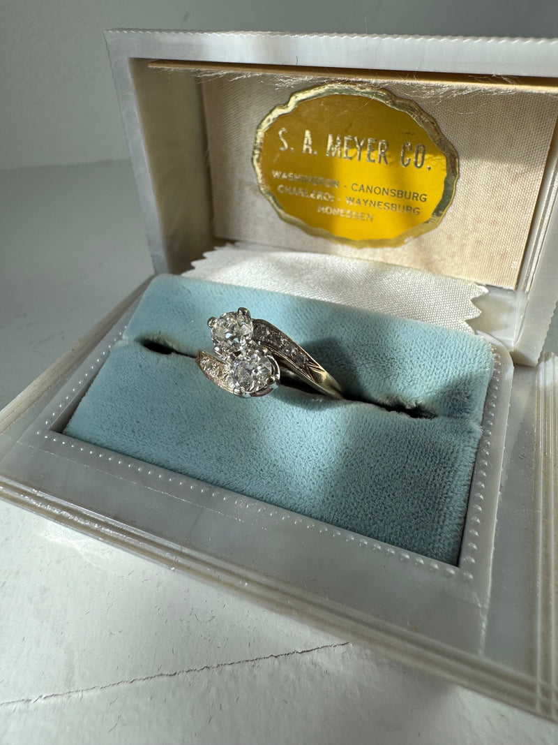 Vintage Toi et Moi Ring with Old Cut Diamonds