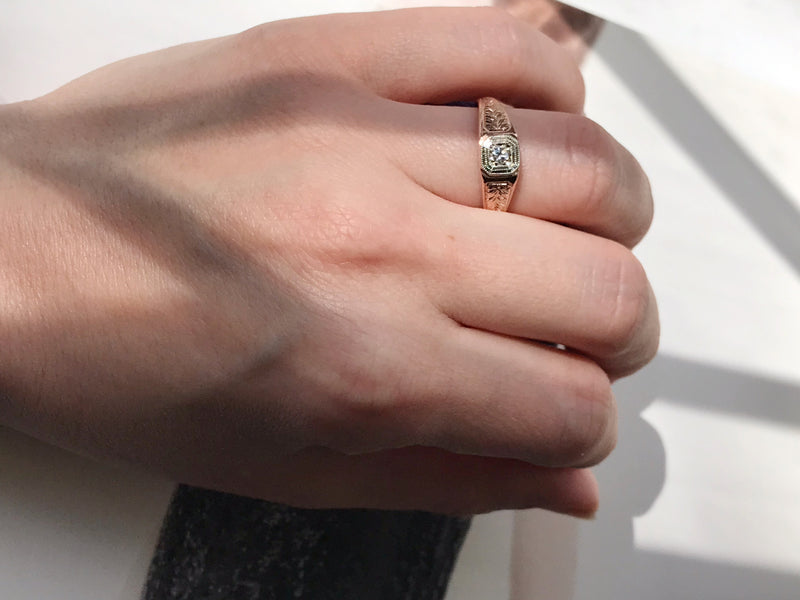 Custom Rose Gold Leaf Engagement Ring