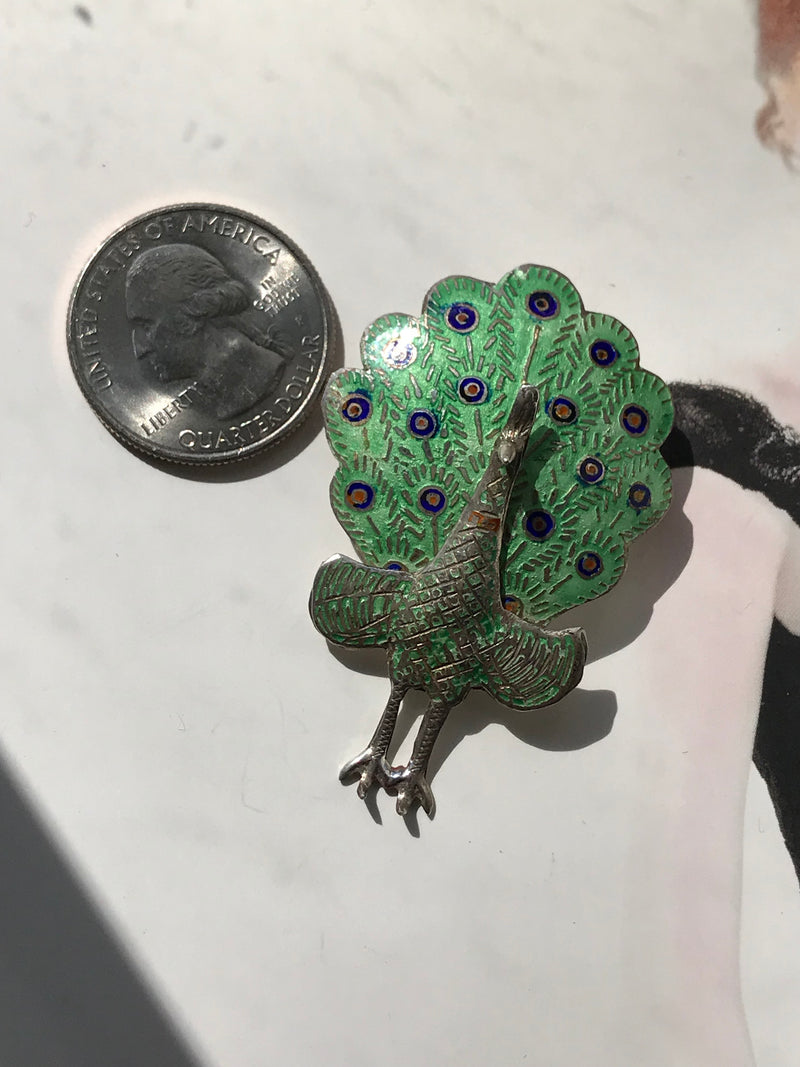 Vintage Siam Peacock Pin