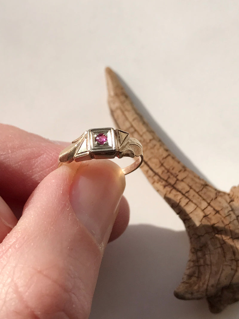 1920's Simulated Ruby Baby Ring
