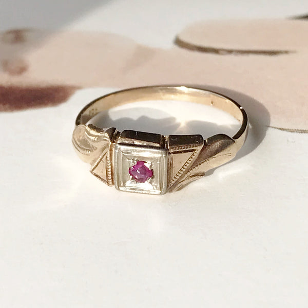 1920's Simulated Ruby Baby Ring