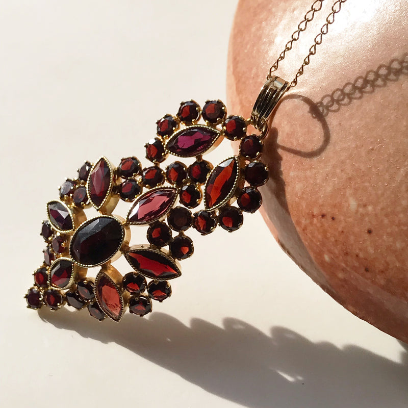 Vintage Garnet Lavalier Necklace