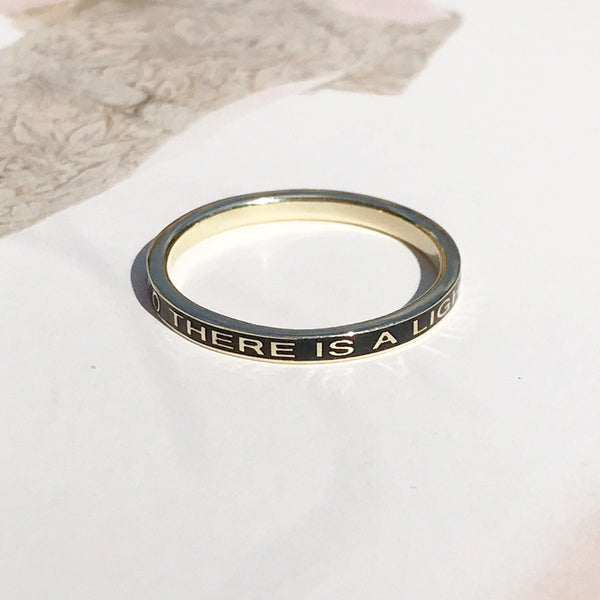 Modern mourning remembrance enamel ring | there is a light that never goes out ring | custom ring made in Philadelphia, PA