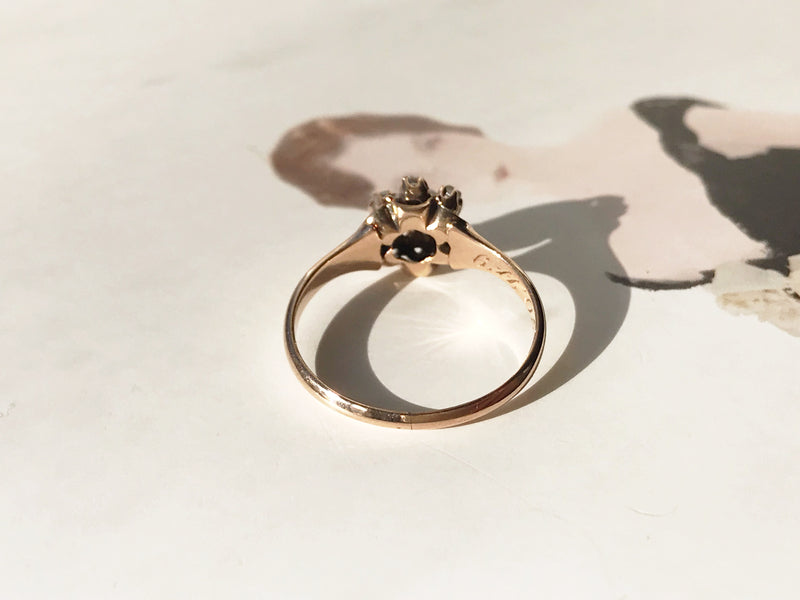 Edwardian Opal and Rose Cut Diamond Halo Ring