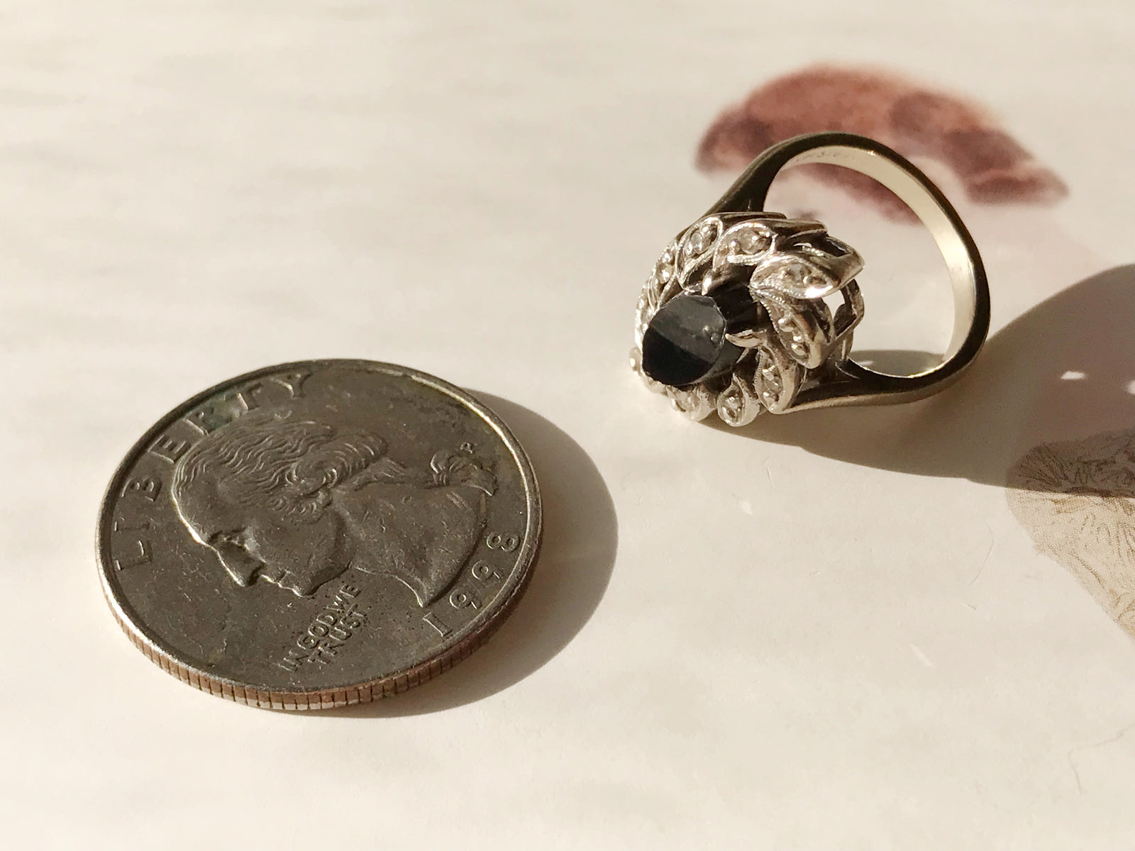 Retro Onyx and Diamond Cocktail Ring – Stacey Fay Designs