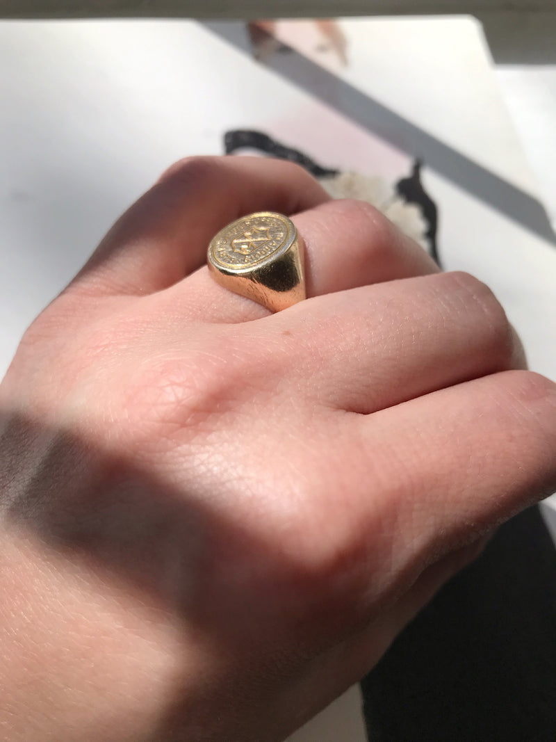 Chestnut Hill College 1960's Gold Signet Ring