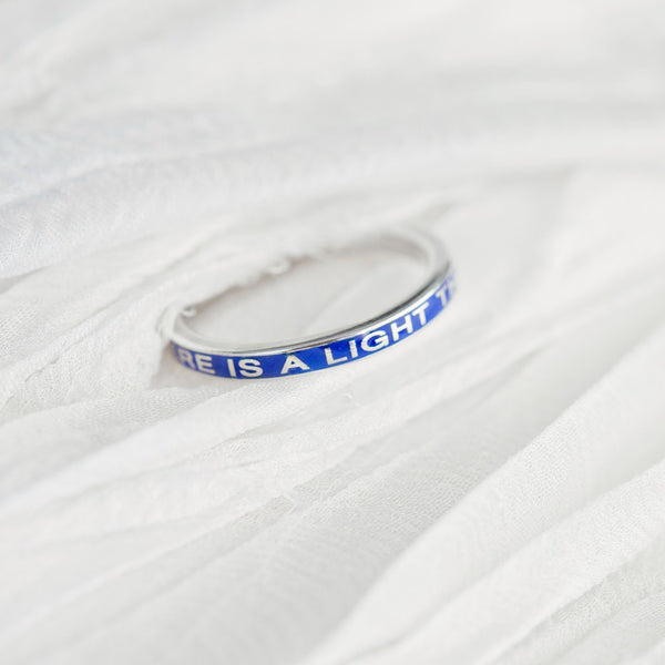 Modern mourning remembrance enamel ring | there is a light that never goes out ring | custom ring made in Philadelphia, PA