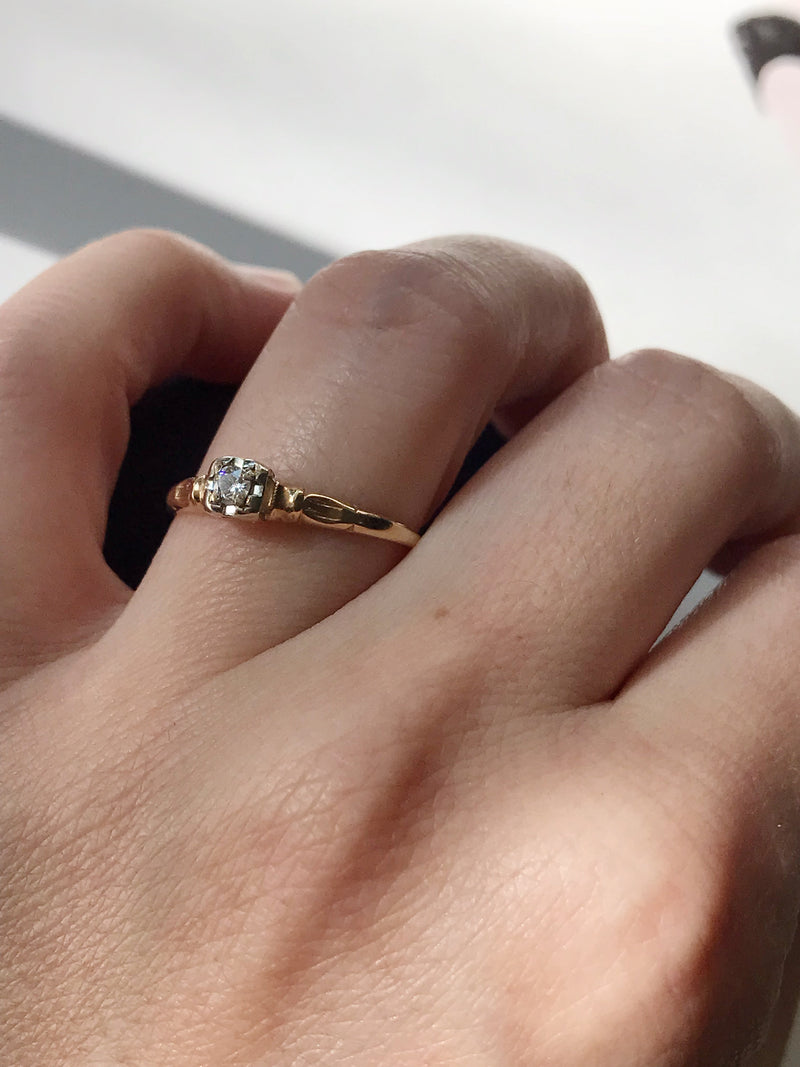 Art Deco Square Small Diamond Engagement Ring
