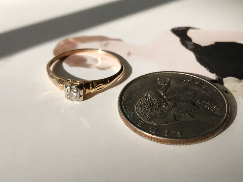 Art Deco Square Small Diamond Engagement Ring