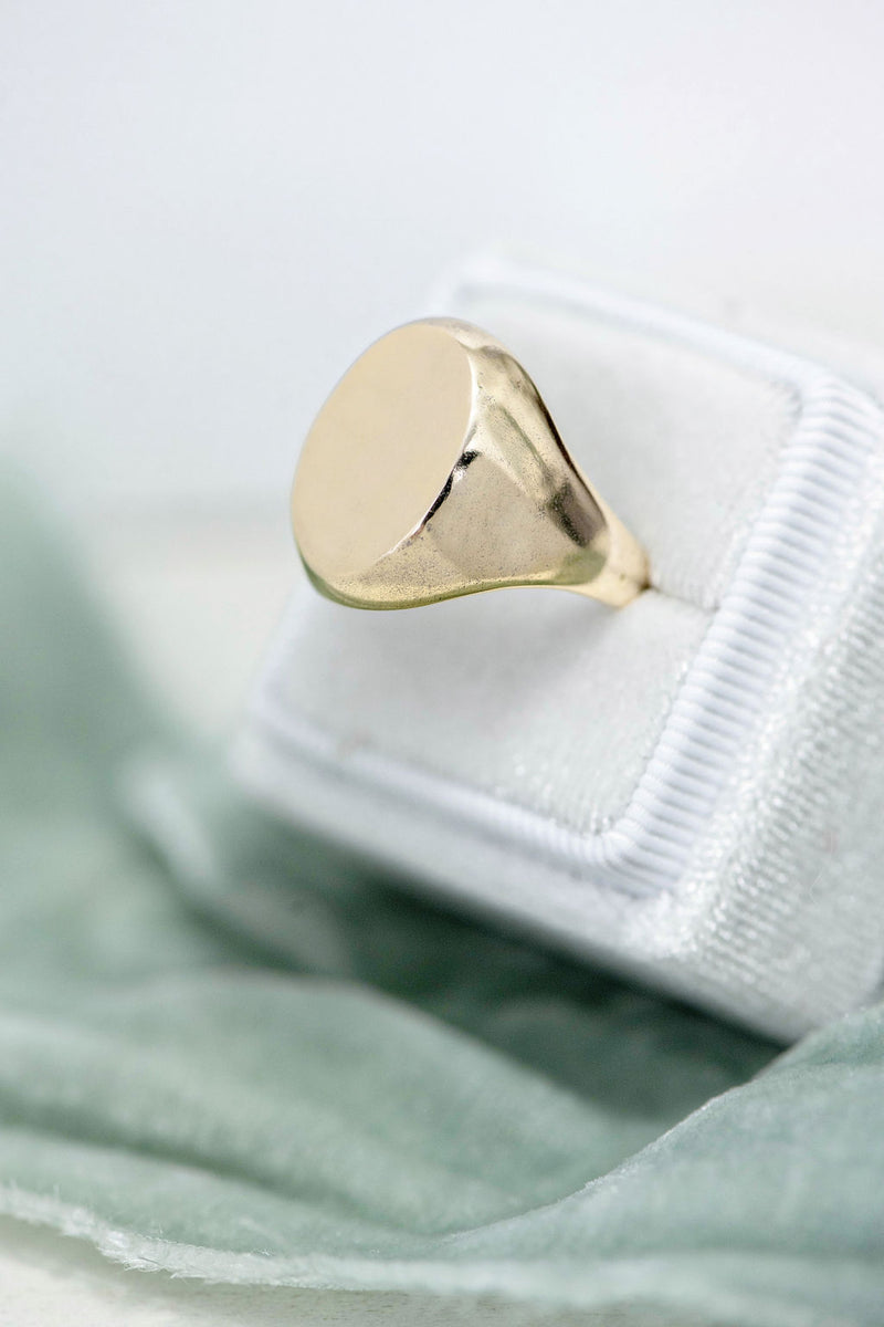 Classic Signet with Custom Hand Engraving in Gold