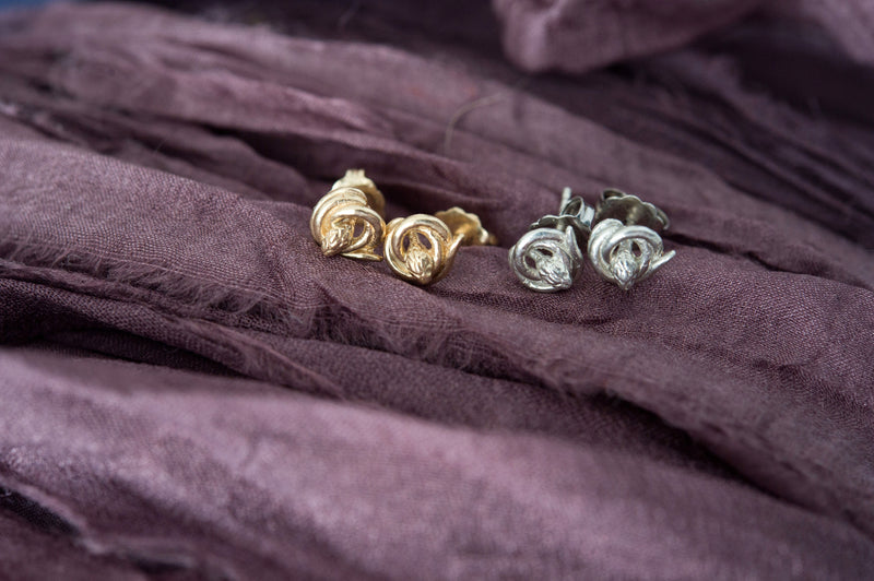 Snake Stud Earrings | antique style small symbolic earrings | fertility, love, rebirth jewelry 