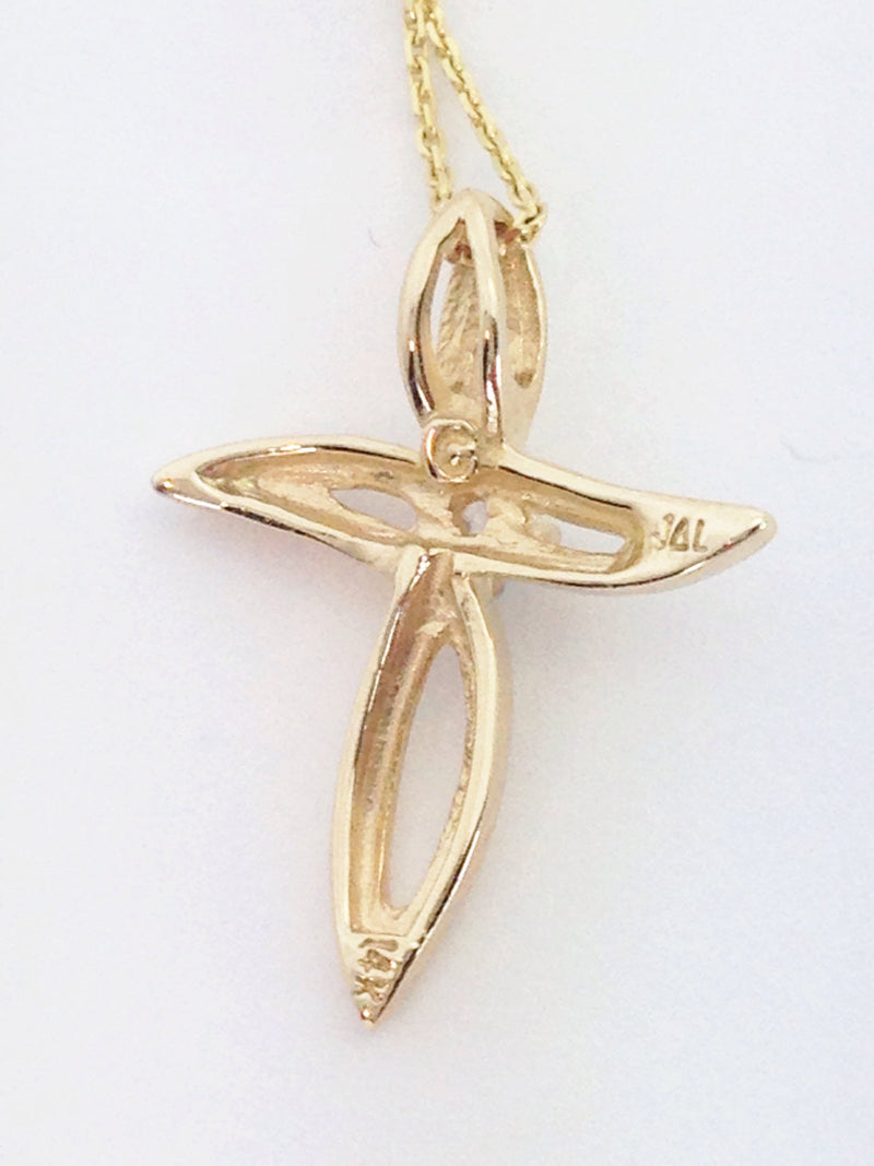 Vintage diamond cross necklace | 14k gold Christian religious spiritual fine jewelry | feminine nondenominational | first communion gift