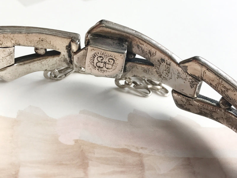 Vintage TAXCO modernist bracelet | arrow arrowhead letter A hinged sterling silver Ballesteros bracelet | Mexican silver | 1960's bohemian