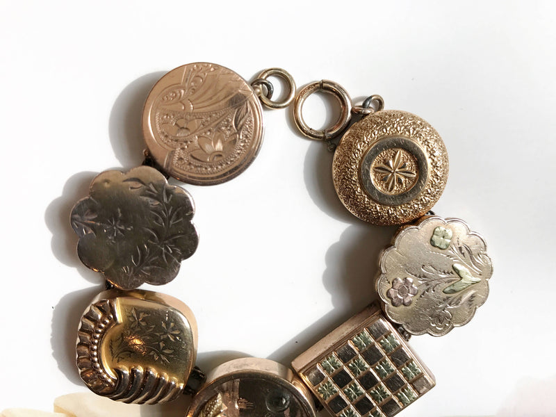 Antique Gold Filled Bracelet with Locket Faces – Stacey Fay Designs
