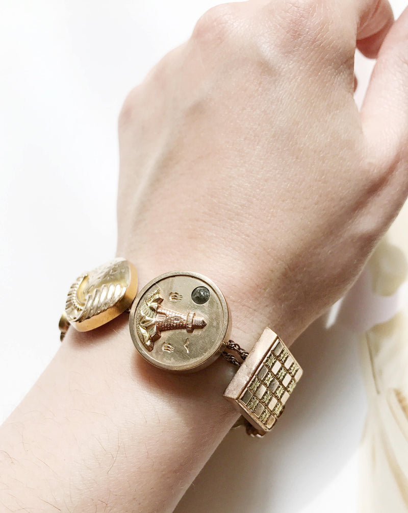 Antique Gold Filled Bracelet with Locket Faces – Stacey Fay Designs